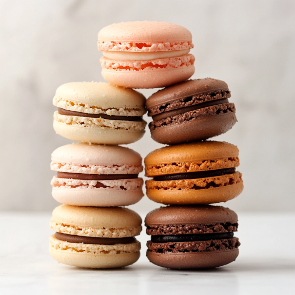 Macarons, die übereinander gestapelt wurden