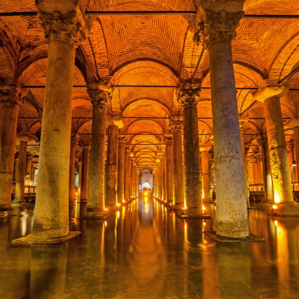 The inside of Basilica Cistern