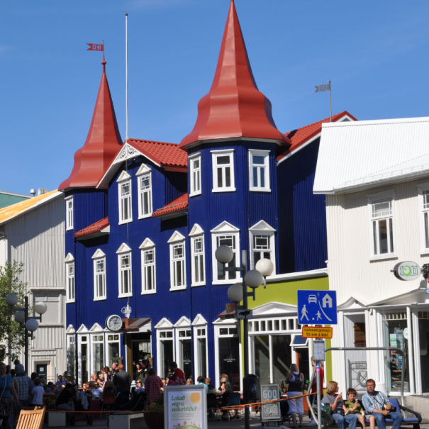 Blick auf die Haupteinkaufsmeile Hafnarstræti