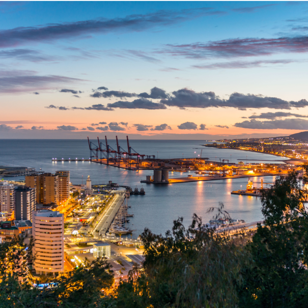 Blick auf den Hafen von Málaga