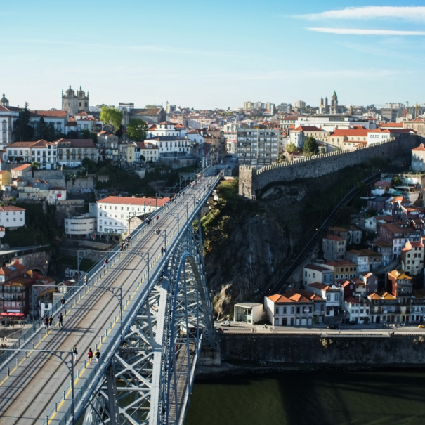 Blick auf Porto und die Ponte Dom Luis vom Miradouro da Serra do Pilar