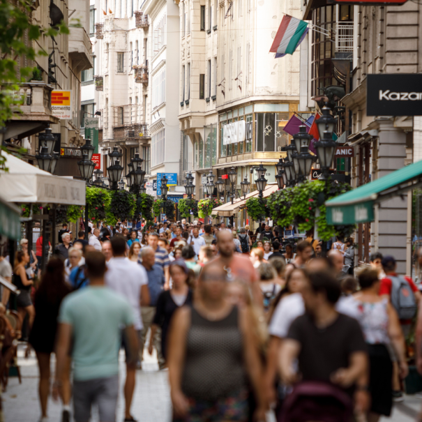 Die Flaniermeile Váci utca in Budapest