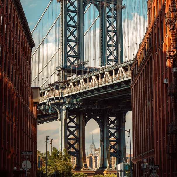 Fotospot auf die berühmte Brooklyn Bridge